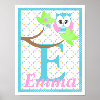 Widdle Owl, benutzerdefinierte Buchstabenbezeichnu Poster