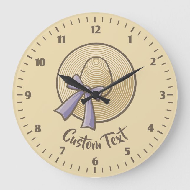 Wide Brimmed Hat Beige Große Wanduhr (Vorderseite)