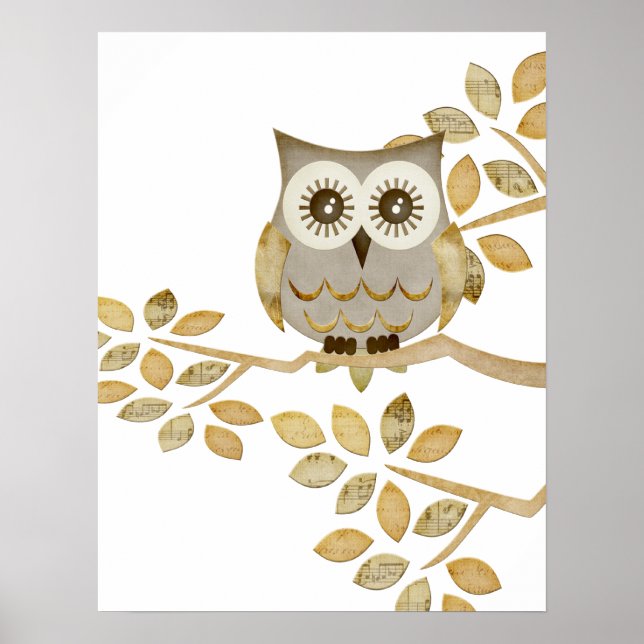 Wide Eyes Owl in Tree Poster (Vorne)