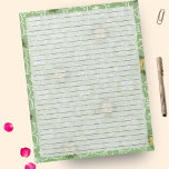 Wide Ruled Retro 60er Mitte Jahrhundert Grün Vinta Notizblock<br><div class="desc">Wide Ruled Notepad - Standard Letter Size Pages - 8.5" X 11" Lined with Black Wide Rule Lines on each Page for Easy Writing - One Sided Notebook Paper - Dieses Design enthält ein Retro-1960er grüne Blume Mitte Jahrhundert Vintage Hintergrundbilder auf texturiertem Creme Hintergrund.</div>