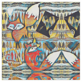 Widergespiegelte rote Füchse und Herz-Muster Stoff