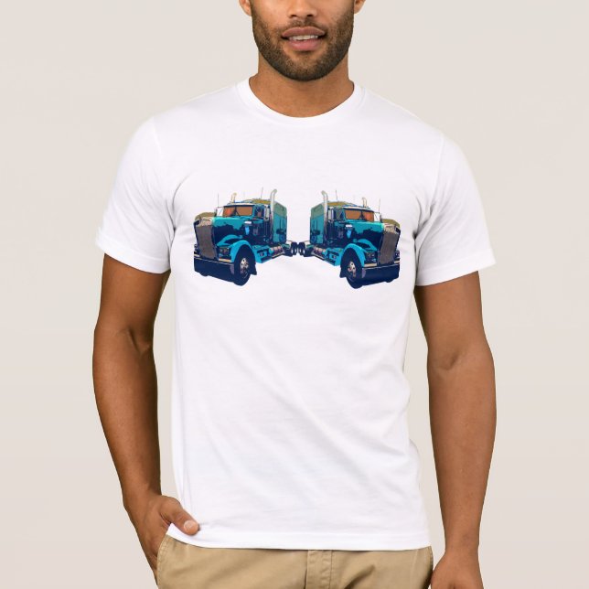 Widergespiegelter Blau-halb LKW T-Shirt (Vorderseite)
