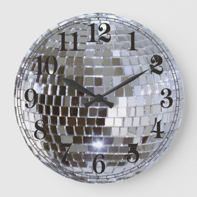 Widergespiegelter Disco-Ball 1 Große Wanduhr (Vorderseite)