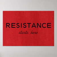 Widerstand beginnt hier auf Red Linen Texture Foto