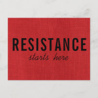 Widerstand beginnt hier auf Red Linen Texture Foto