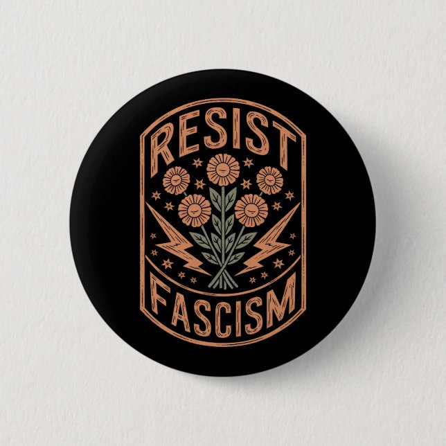 Widerstand gegen den Faschismus Protest Trump gege Button (Vorderseite)