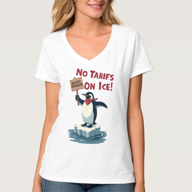 Widerstand gegen Pinguin Protest - keine Zölle auf T-Shirt (Vorderseite)