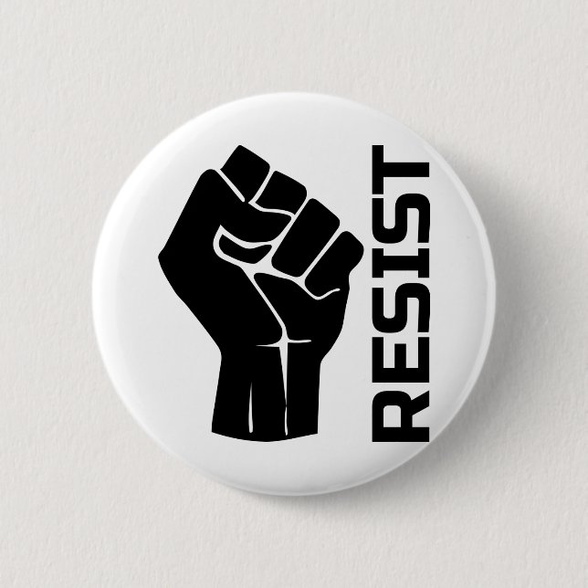 Widerstand mit der Faust - in Schwarz 0002 Button (Vorderseite)