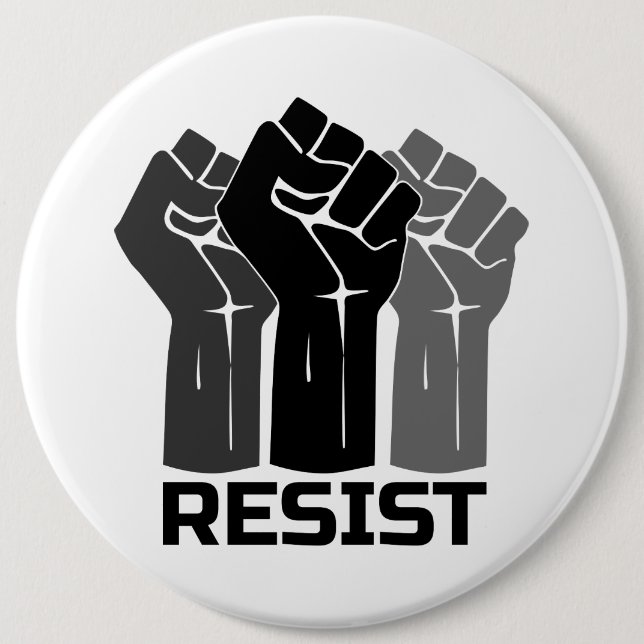 Widerstand mit der Faust - in Schwarz 0003 Button (Vorderseite)