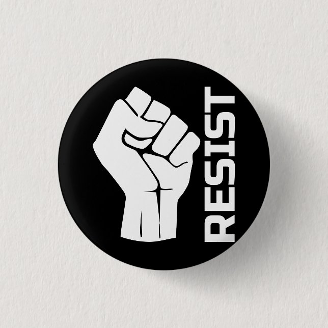 Widerstand mit Faust - in weiß 0002 Button (Vorderseite)