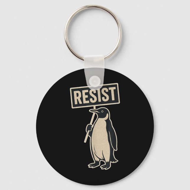 Widerstand Penguin Protest gegen Zölle Funny Graph Schlüsselanhänger (Vorderseite)