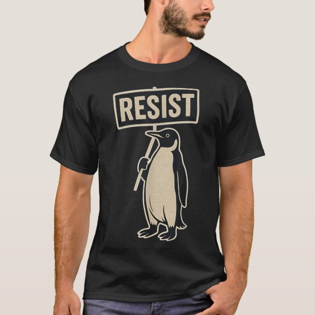 Widerstand Penguin Protest gegen Zölle Funny Graph T-Shirt (Vorderseite)