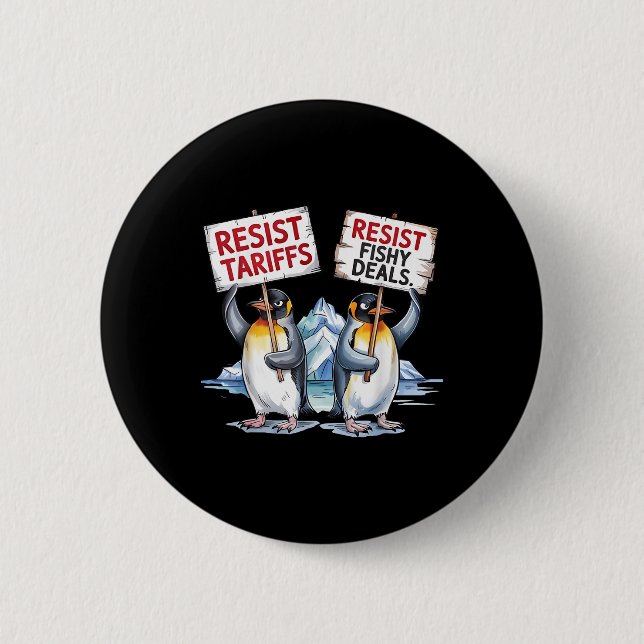 Widerstand Pinguine Protest gegen Tariff Funny Pen Button (Vorderseite)