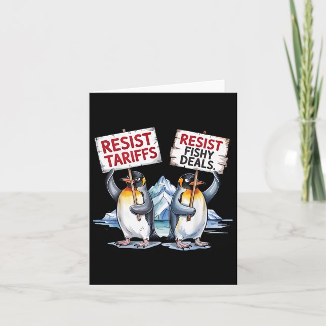 Widerstand Pinguine Protest gegen Tariff Funny Pen Karte (Vorderseite)