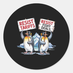 Widerstand Pinguine Protest gegen Tariff Funny Pen Runder Aufkleber
