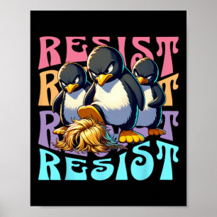 Widerstand Protest Retro Pinguine gegen Zölle Männ Poster
