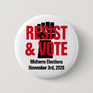 Widerstand und Abstimmung - Anti Trump Doge Black Button