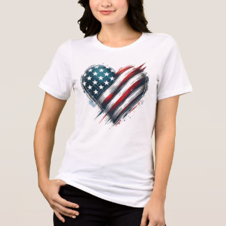 Widerstandbares amerikanisches Herz - bedrücktes F Tri-Blend Shirt