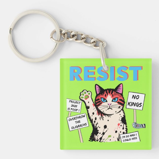 Widerstands-Protest-Katze  Schlüsselanhänger (Vorderseite)