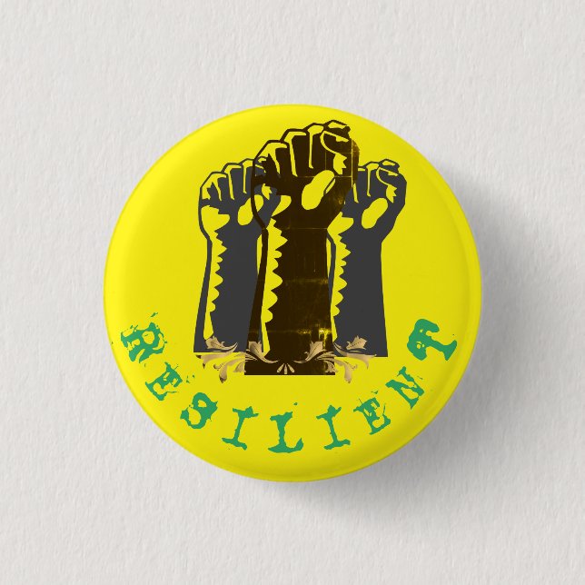 Widerstandsfähige Fäuste mit gelbem Hintergrund Button (Vorderseite)