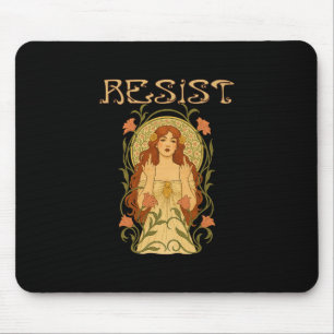 Widerstehe Art Nouveau Mucha Anti Trump Frauen Fem Mousepad