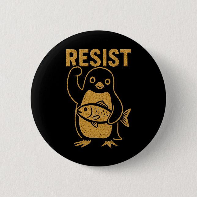 Widerstehe der Rebellischen Pinguin-Widerstandspro Button (Vorderseite)