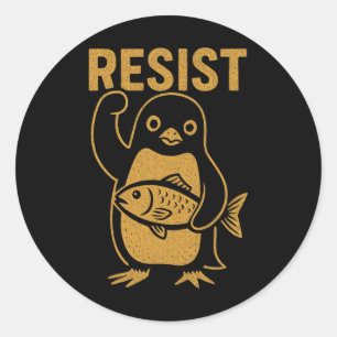 Widerstehe der Rebellischen Pinguin-Widerstandspro Runder Aufkleber