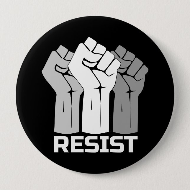 Widerstehe erhobenen Fäusten Protestdesign Button (Vorderseite)