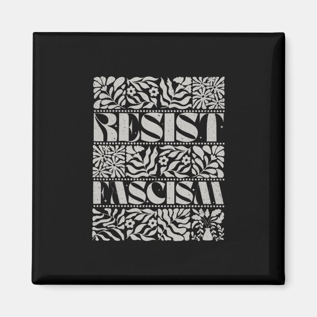 Widerstehe Faschismus Boho Floral Subtil Anti Trum Magnet (Vorne)
