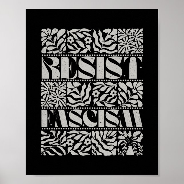 Widerstehe Faschismus Boho Floral Subtil Anti Trum Poster (Vorne)