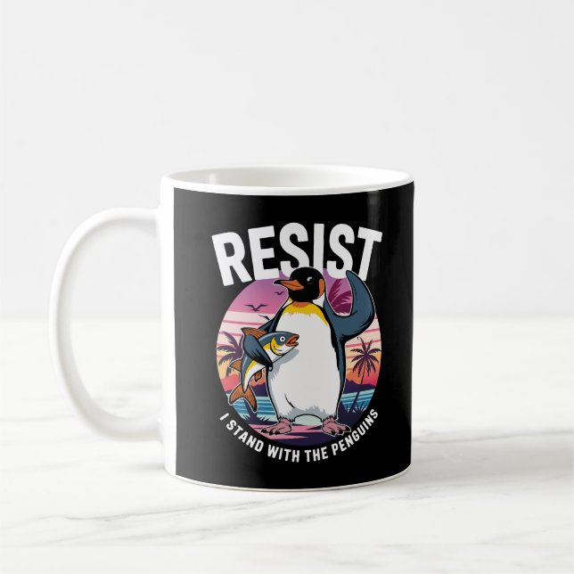 Widerstehe ich stehen mit Pinguinen Retro Funny Pi Kaffeetasse (Links)