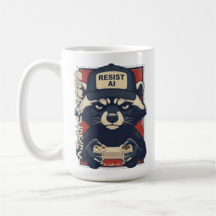 Widerstehe KI - Waschbär-Gamer-Design, widerstehe Kaffeetasse
