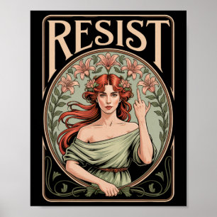 Widerstehe Nouveau Mucha Anti-Trump Frauen Feminis Poster