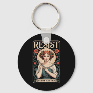 Widerstehe Nouveau Mucha Anti-Trump Frauen Feminis Schlüsselanhänger