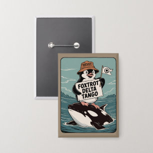Widerstehe Pinguin-Aktivismus Vintage-Protest Button