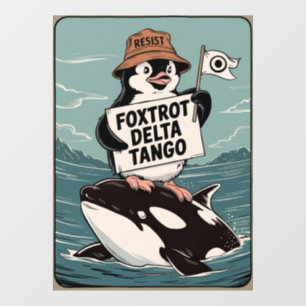 Widerstehe Pinguin-Aktivismus Vintage-Protest  Fensteraufkleber