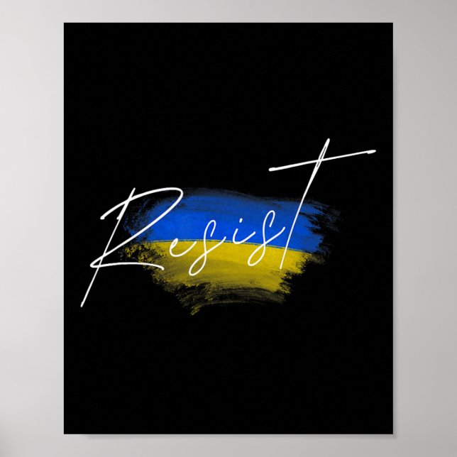 Widerstehe Ukraine Flagge Ukrainisch  Poster (Vorne)