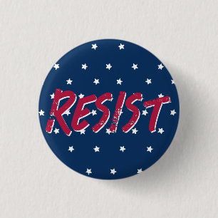 Widerstehe Widerstand Rot und Blau Sterne Flaggen Button