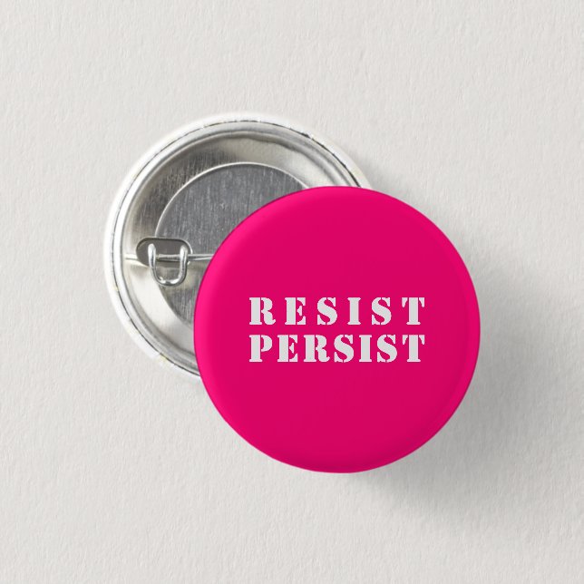 "Widerstehen" heißen rosa, magenta, fuchsia Button (Vorne & Hinten)