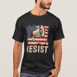 Widerstehen - Megaphon Retro Vintage USA-Flagge T-Shirt