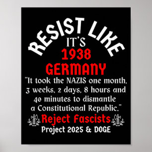 Widerstehen Sie wie Deutschland 1938 Poster