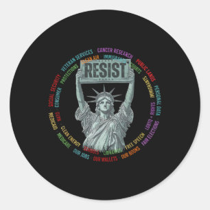 Widersteht dem Widerstand USA Statue der Freiheit Runder Aufkleber