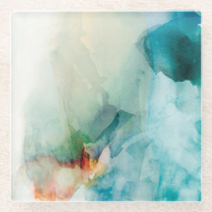 Widerwille - blaues Aquarell Glasuntersetzer