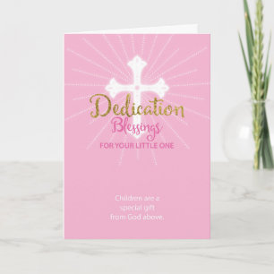 Widmungssegen Baby Mädchen Rosa und Gold Karte
