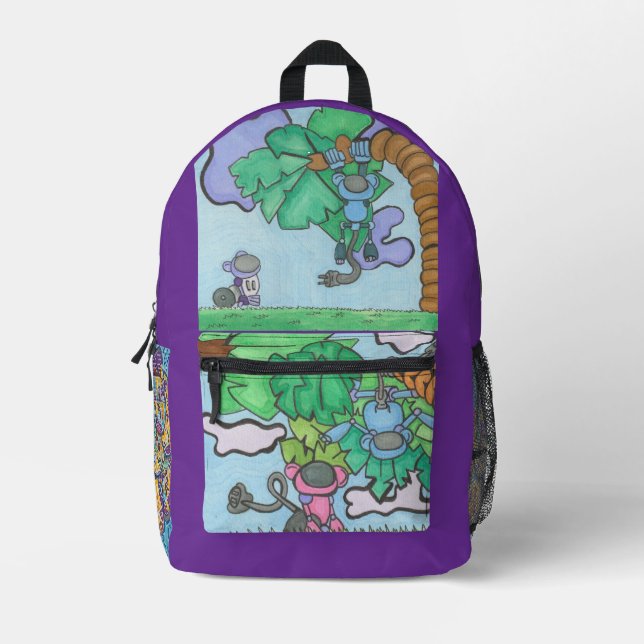 Wie Affen? Bedruckter Rucksack (Vorderseite)