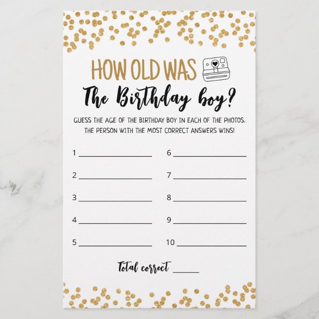 Wie alt ist das Geburtstagsjunge Birthday Party-Sp (Vorderseite)