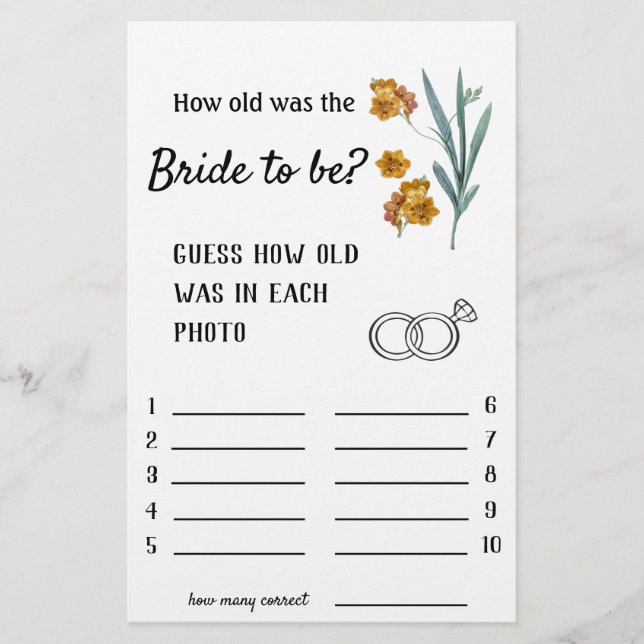 Wie alt sollte die Braut sein? Blume - Game Flyer (Vorne)