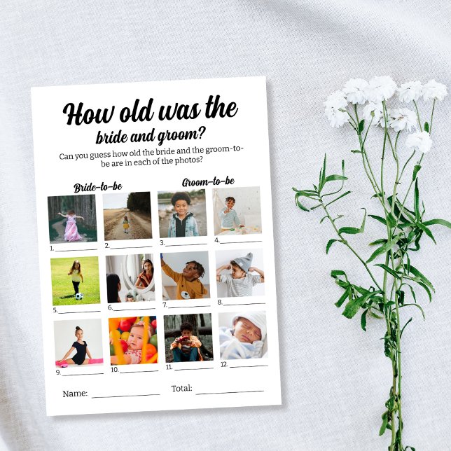 Wie alt war das Braut- und Bauernspiel Hochzeitssp Karte (How Old Was The Bride And Groom Photo Wedding Game Card)