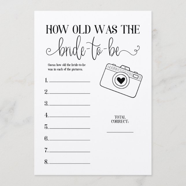 Wie alt war das Braut-zu-Dusche-Spiel? Programm (Vorderseite)