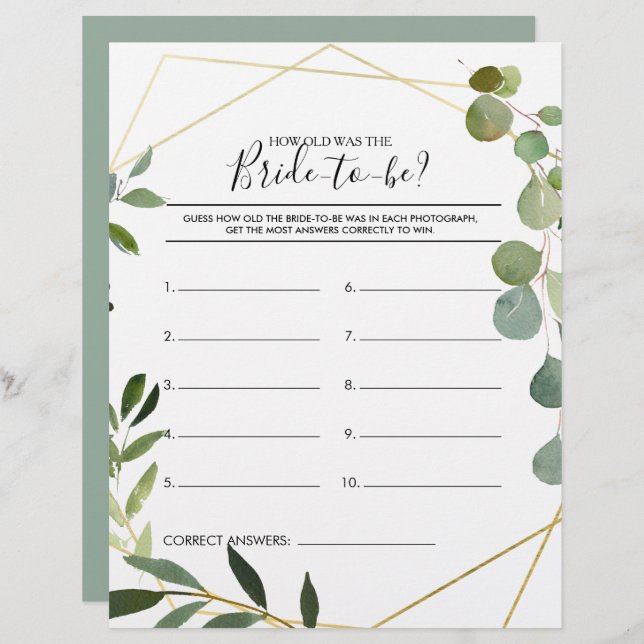 Wie alt war das Brautparty-Spiel? (Vorne/Hinten)